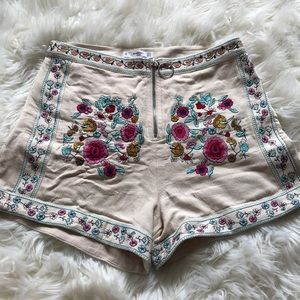 Floral Tan Shorts
